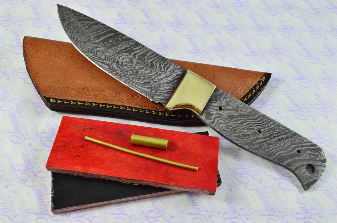 Knife Making Kit Damascus Steel Hunting/bowie/bushcraft Knife Etsy