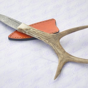 Neue echte Damaszener Stahl voller Reh Hirsch Griff Sheffield Sgian Dubh mit unzähligen Lederscheide