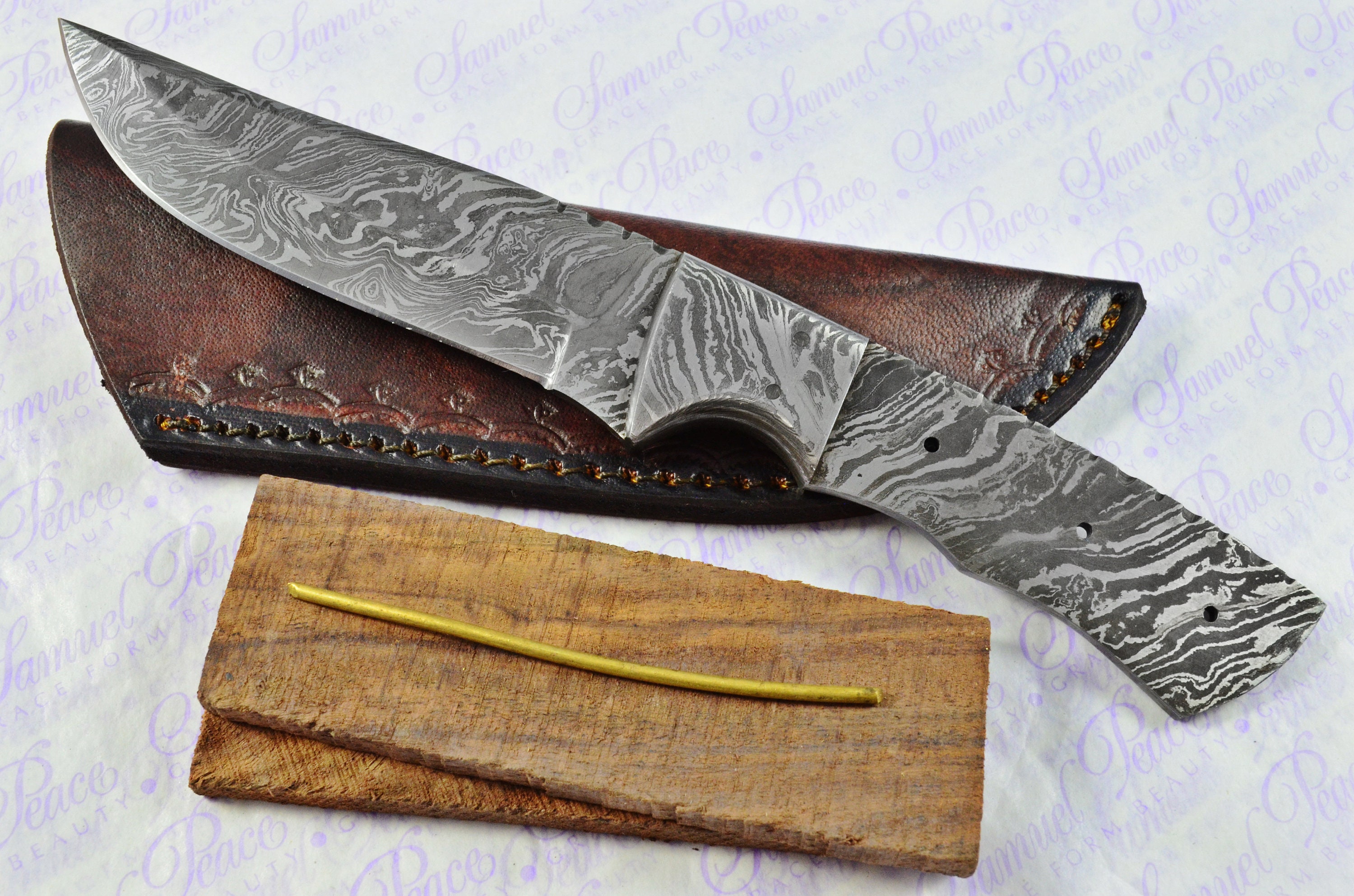 Knife Making Kit Damascus Steel Hunting/Bushcraft Knife Etsy