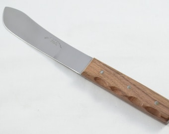 Vintage 61/2" cuchillo desollador hecho en Sheffield Inglaterra mango de madera dura de hoja de carbono