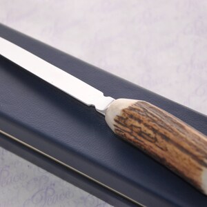 Genuine Stag Handled Letter Opener 1920 Mounted Threepence Silver Coin Gift Boxed Sheffield England