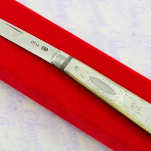 Pristine Silver Bladed Mother Of Pearl Fully Restored Sheffield Made Pen/Pocket Knife 1911