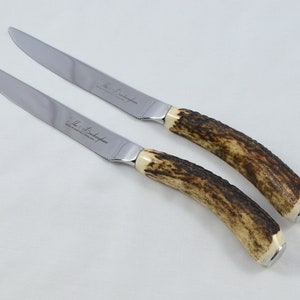 2 Two New Limited Edition Buckingham Pattern Genuine Stag/Antler Handle Steak Knife Made Sheffield England