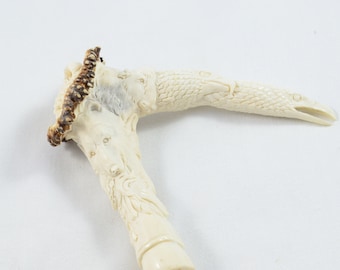 Fantastic Hand Carved Eagle Walking Stick Cane Top Handle Antler Horn Handle Made Sheffield England
