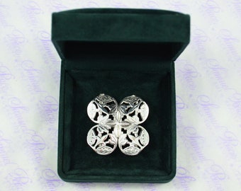 Cased Fantastic Clover Pattern Silver Plated Nurses Buckle Handmade in Sheffield England 2024