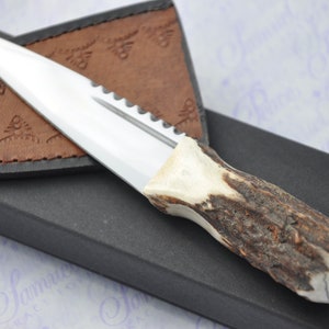 New Fantastic Rare Genuine Sambar Stag Antler Horn Handle Carbon Steel Sgian Dubh Made in Sheffield England
