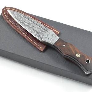 Amazing Damascus Blade Rosewood Handled Scottish Knife Sgian Dubh Dirk Leather Sheath Limited edition 1 of 20 Damascus Bolsters