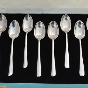 8 Rare Rattail Sterling Silver Teaspoons Hallmarked Various Assay Offices 1970 Roberts and Belk