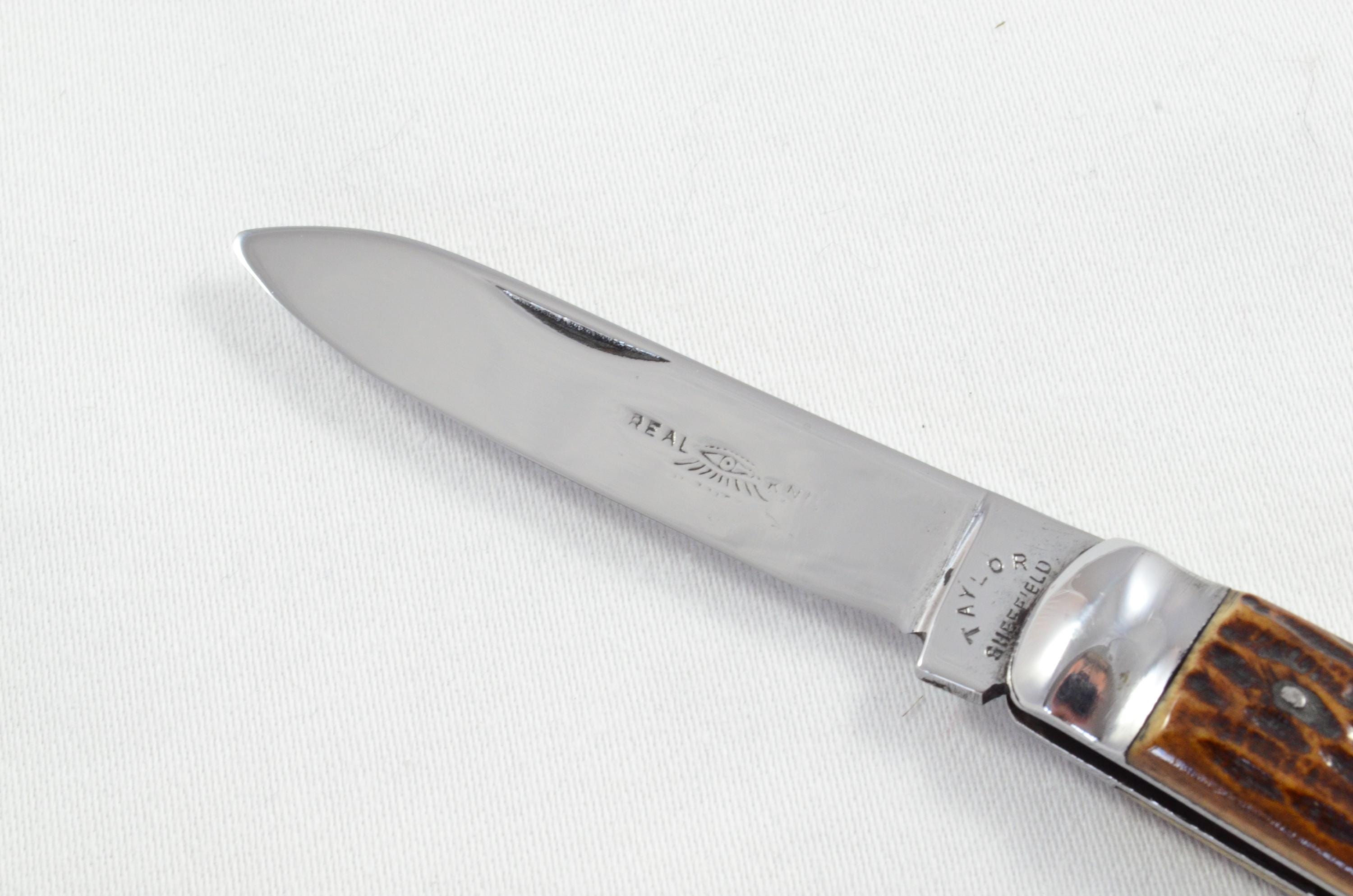 Antique Taylors Eye Witness Sheffield Made Blade Stag Antler