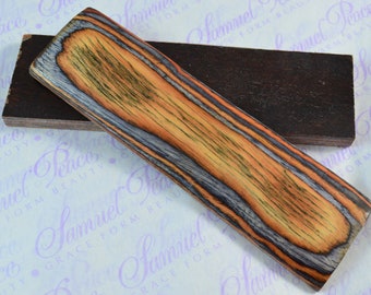 Pair of Orange & Black Laminated Wood Knife Scales Knife Making Parts Wood Blanks