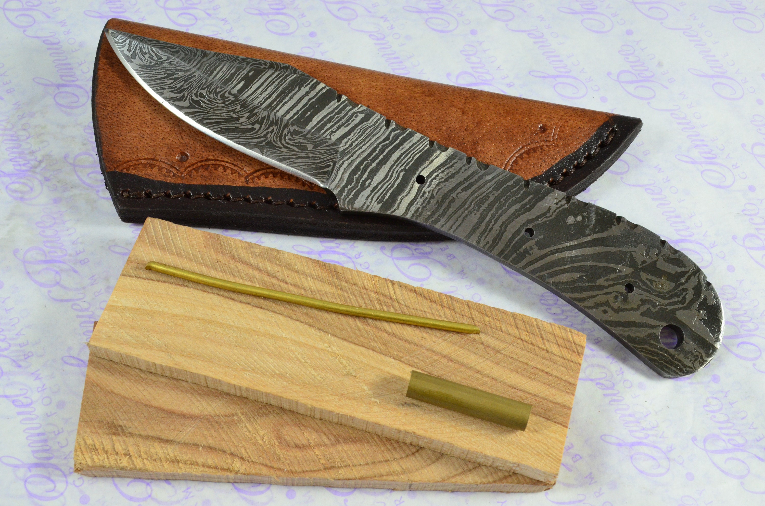 Lot of 3 Handmade Damascus Carbon Steel Sgian Dubh Blank Blades Knife making