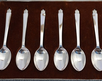 6 Rare Crown Sterling Silver Teaspoons Hallmarked Various Assay Offices 1984 Roberts and Belk