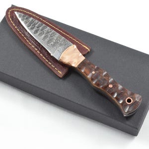 Amazing Damascus Blade Rosewood Handled Scottish Knife Sgian Dubh Dirk Leather Sheath Limited edition 1 of 20