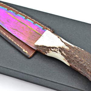 A Fantastic Genuine Stag Horn Handle Heat Treated Damascus Steel Sgian Dubh Made in Sheffield England 2024 Edition