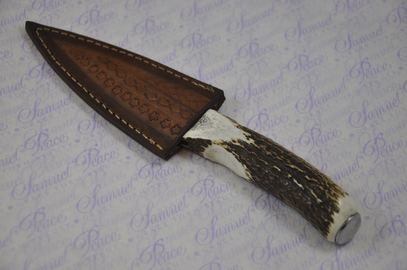 New Fantastic Genuine Stag Horn Handle Sgian Dubh Damascus Steel Made in Sheffield England image 5