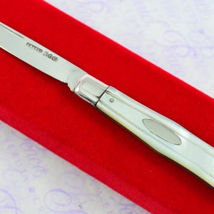 Pristine Silver Bladed Mother Of Pearl Fully Restored Birmingham Made Pen/Pocket Knife 1883