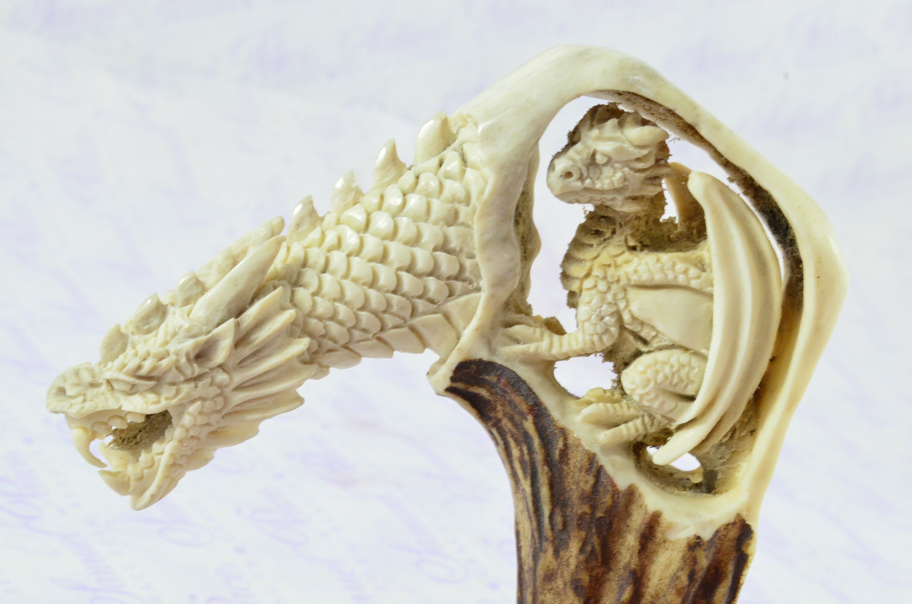 Fantastic Hand Carved Dragon Walking Stick Cane Top Handle Etsy