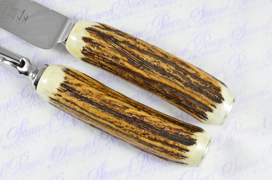 Genuine Stag/antler Handle 2 Piece Carving Set Cased Made in Etsy UK