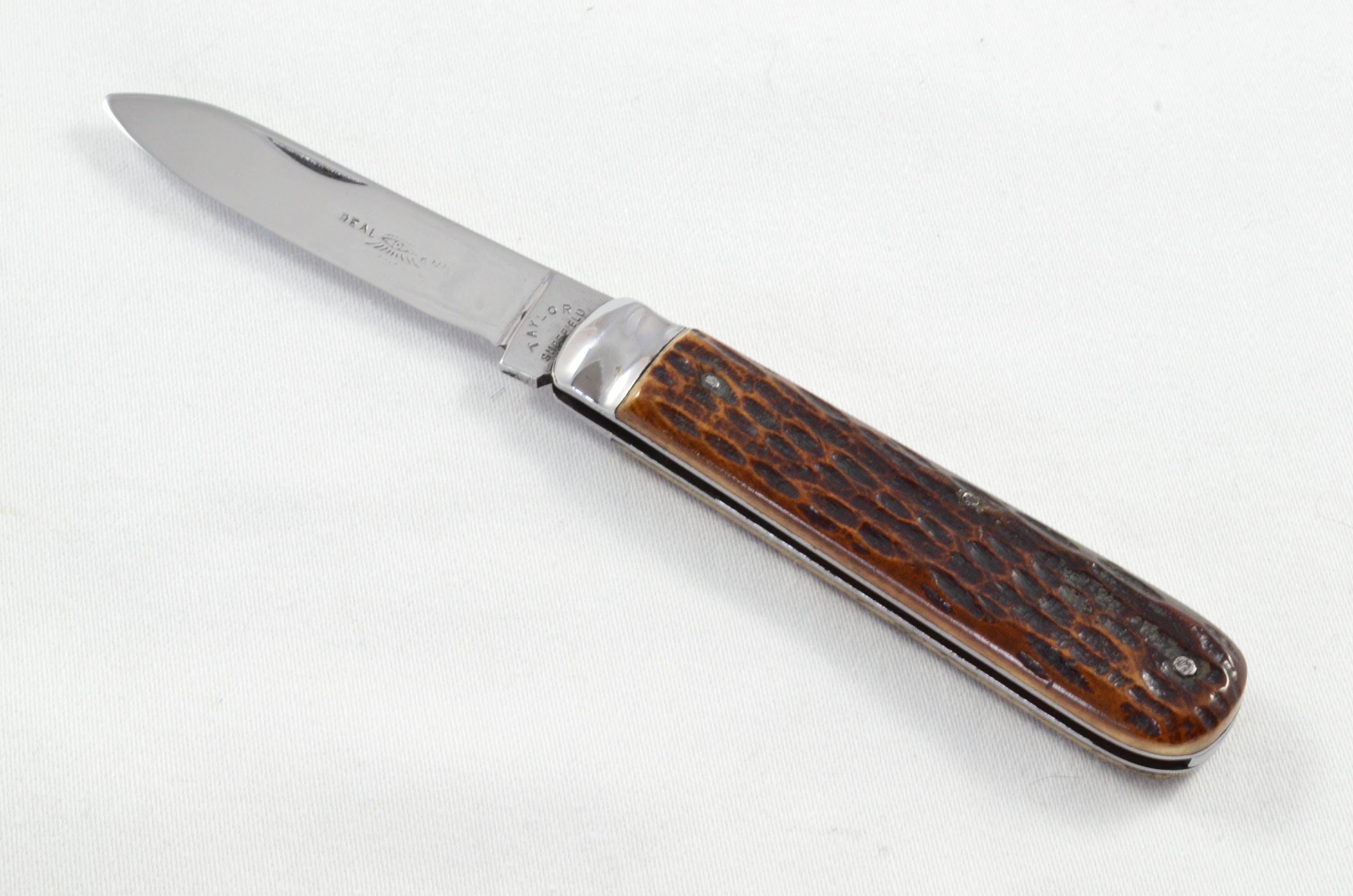 Antique Taylors Eye Witness Sheffield Made Blade Stag Antler