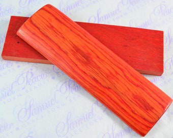 Par de escamas de cuchillo de madera laminada de color naranja brillante Cuchillo que hace piezas en blanco de madera