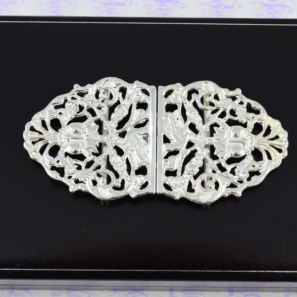 Cased Fantastic Buckingham Pattern Silver Plated Nurses Buckle Handmade in Sheffield England 2024