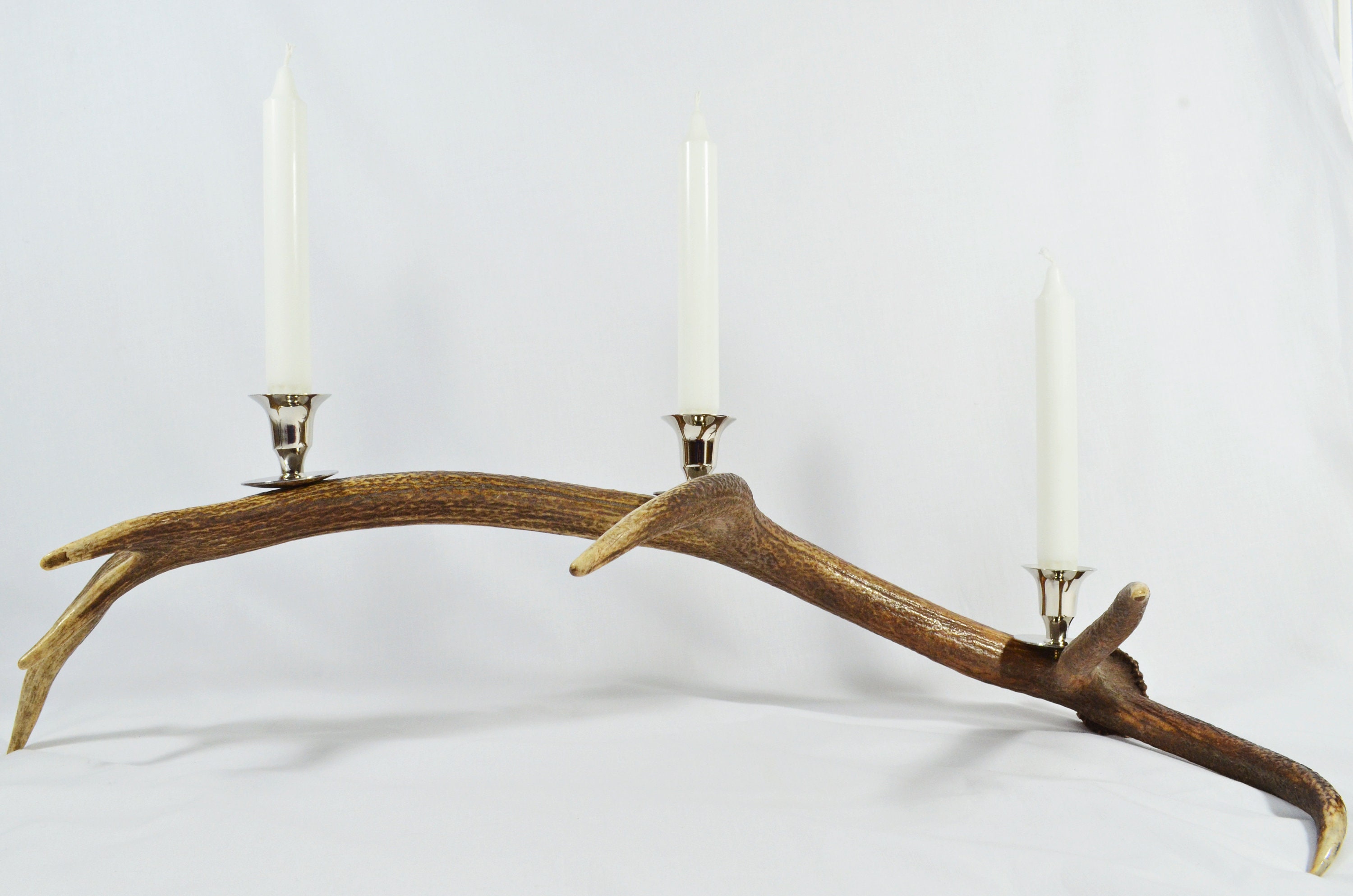 Staggering Natural Stag Horn Antler & Chrome Plated Candelabra Etsy