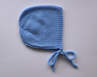 Gorro de merino para bebé / 6-12 meses / Género neutro / Azul cielo