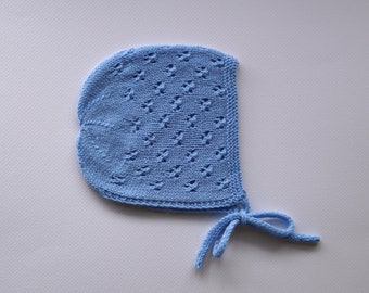 Gorro de merino para bebé / 6-12 meses / Género neutro / Azul cielo