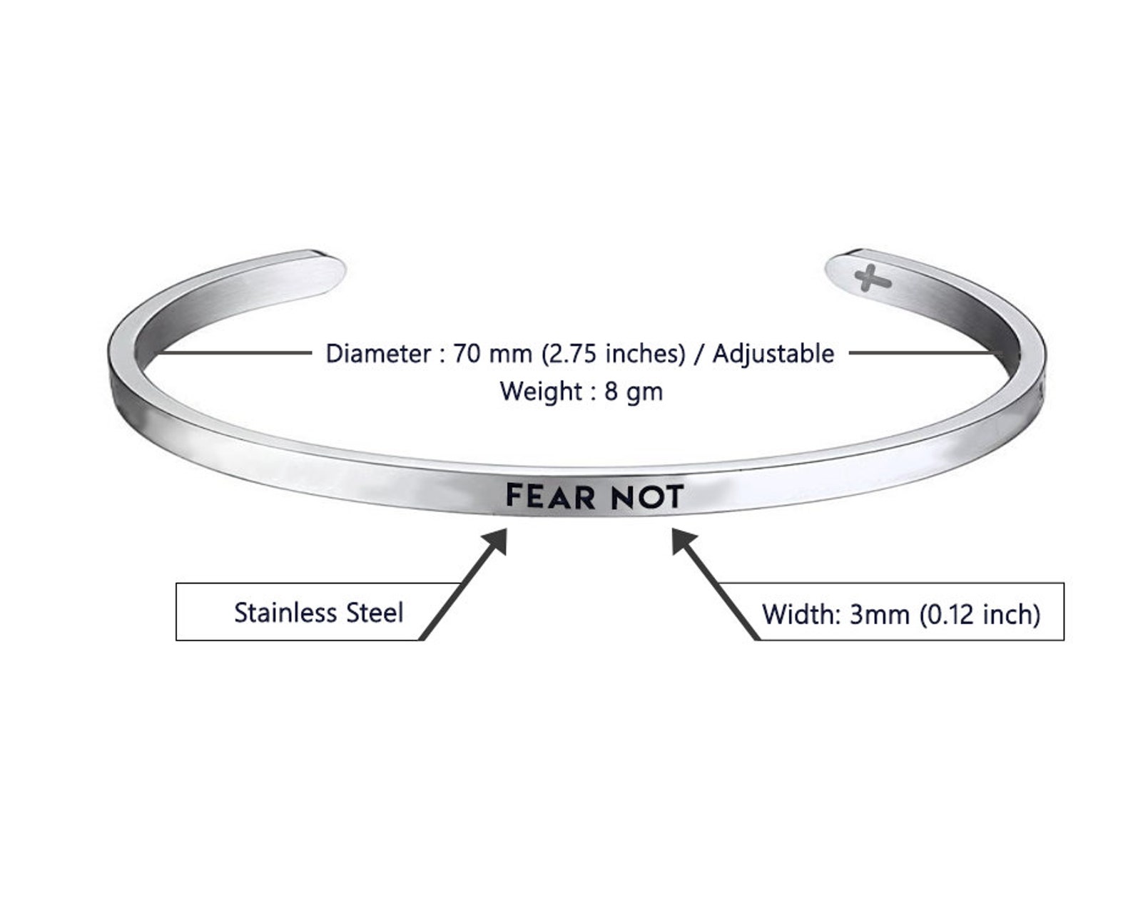 Fear Not Faithfulband Silver Bracelet Inspirational Christian Bracelet ...