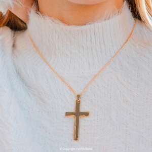 Vergoldete Halskette Kruzifix Kreuz - Religiöse christliche Anhänger Kette -