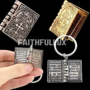 2er-Pack Gold- und Silberbibel-Schlüsselbundanhänger - Christlicher Schmuck, religiöse Geschenke, des Herrn Vers-Halskettenanhänger