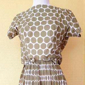 Gorgeous Olive Green and White Polka Dot 1950s Womens Pin-Up Style Dress