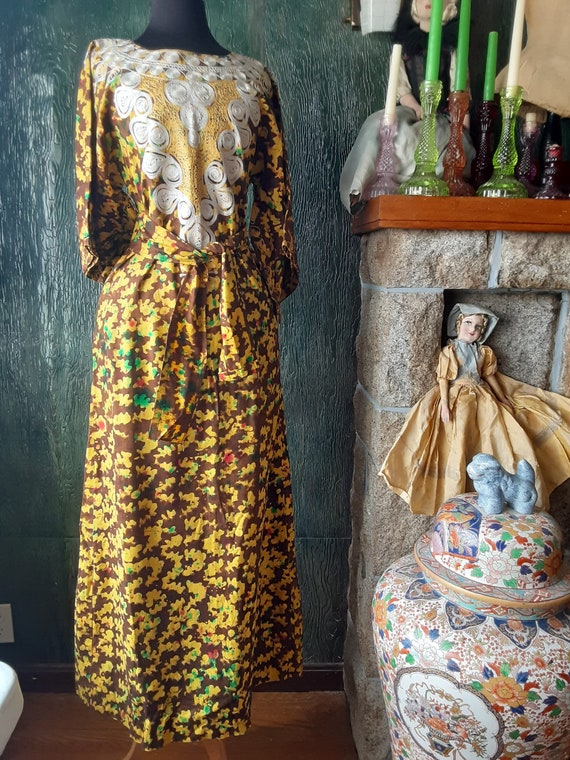 Beautiful womens vintage African yellow and brown… - image 1