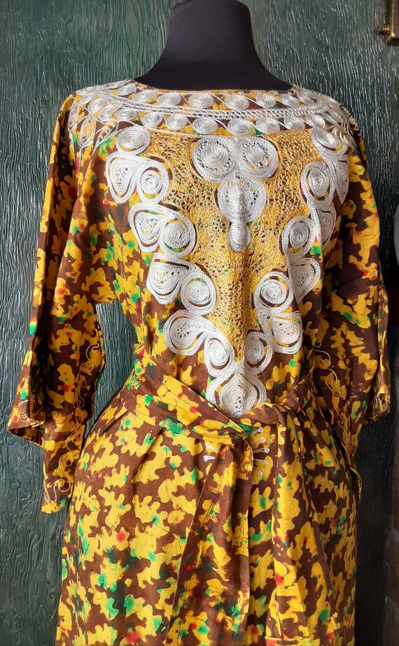 Beautiful womens vintage African yellow and brown… - image 5