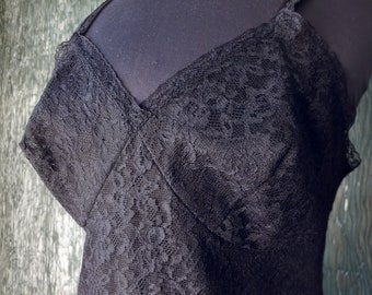 Vintage 1950s Black Lace Full Slip - Bust 36