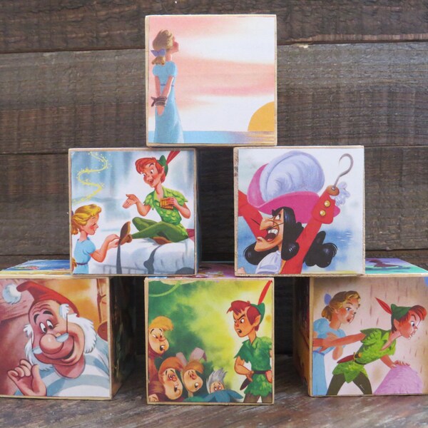 Storybook Blocks / Peter Pan / Baby Blocks / Decorative Blocks / Storybook Baby Shower / Disney / Baby Shower / Hook / Custom Design Blocks