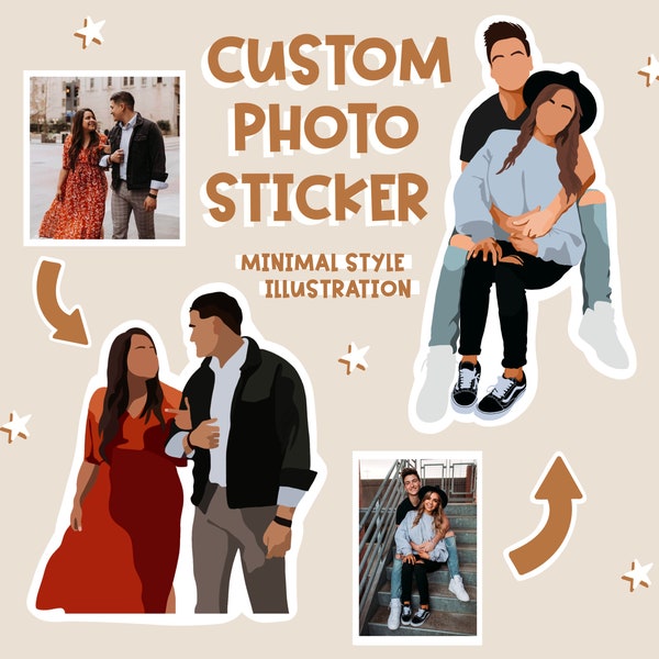 CUSTOM Photo Sticker | Minimal Style Illustration