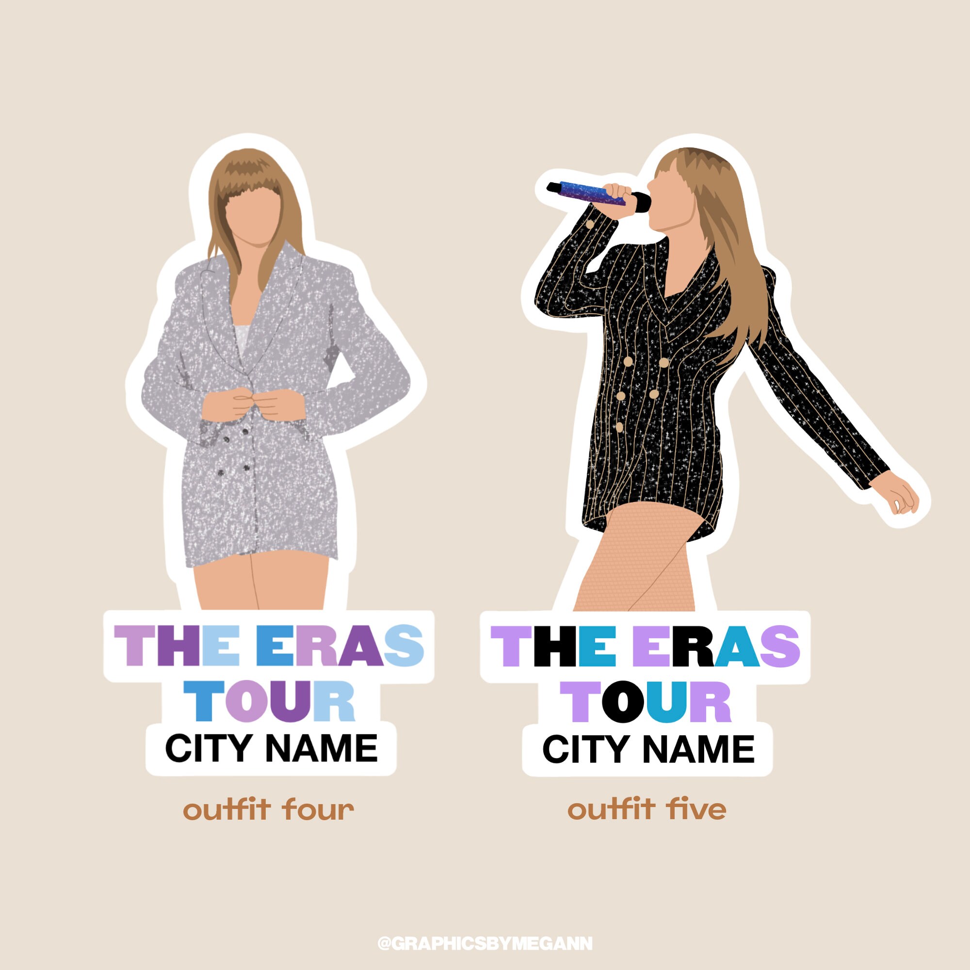 Taylor Swift Eras Tour Outfits Sticker Sheet – Jennifer Vallez