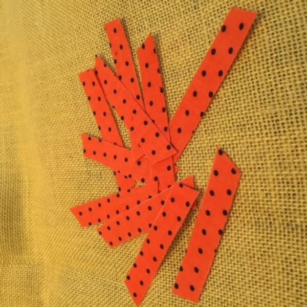 Fabric Washi Tape, Orange with Black dots, 10 pieces