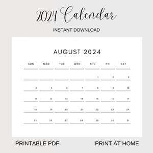 2024 Calendar 2024 Monthly Planner Landscape Minimalist Monthly Calendar 2024 Wall Calendar PRINTABLE PDF