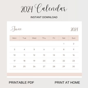 2024 Calendar Monthly Planner Landscape Elegant Monthly 2024 Wall Calendar PRINTABLE PDF