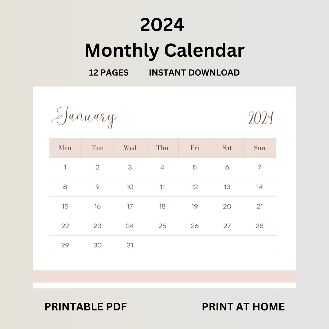 2024 Calendar Monthly Planner Landscape Elegant Monthly 2024 Wall
