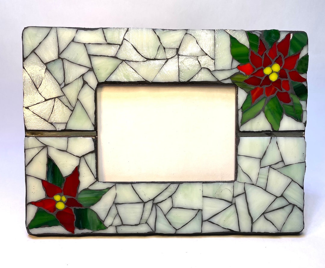 CHRISTMAS POINSETTIA Large Picture Frame Glass Mosaic Artwork Etsy