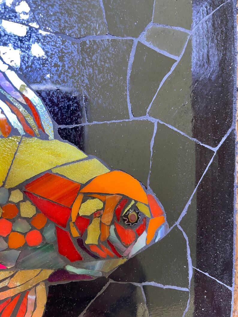 GOLDFISH Tray Glass Mosaic Artwork by Artist Mosaicsbykarla - Etsy