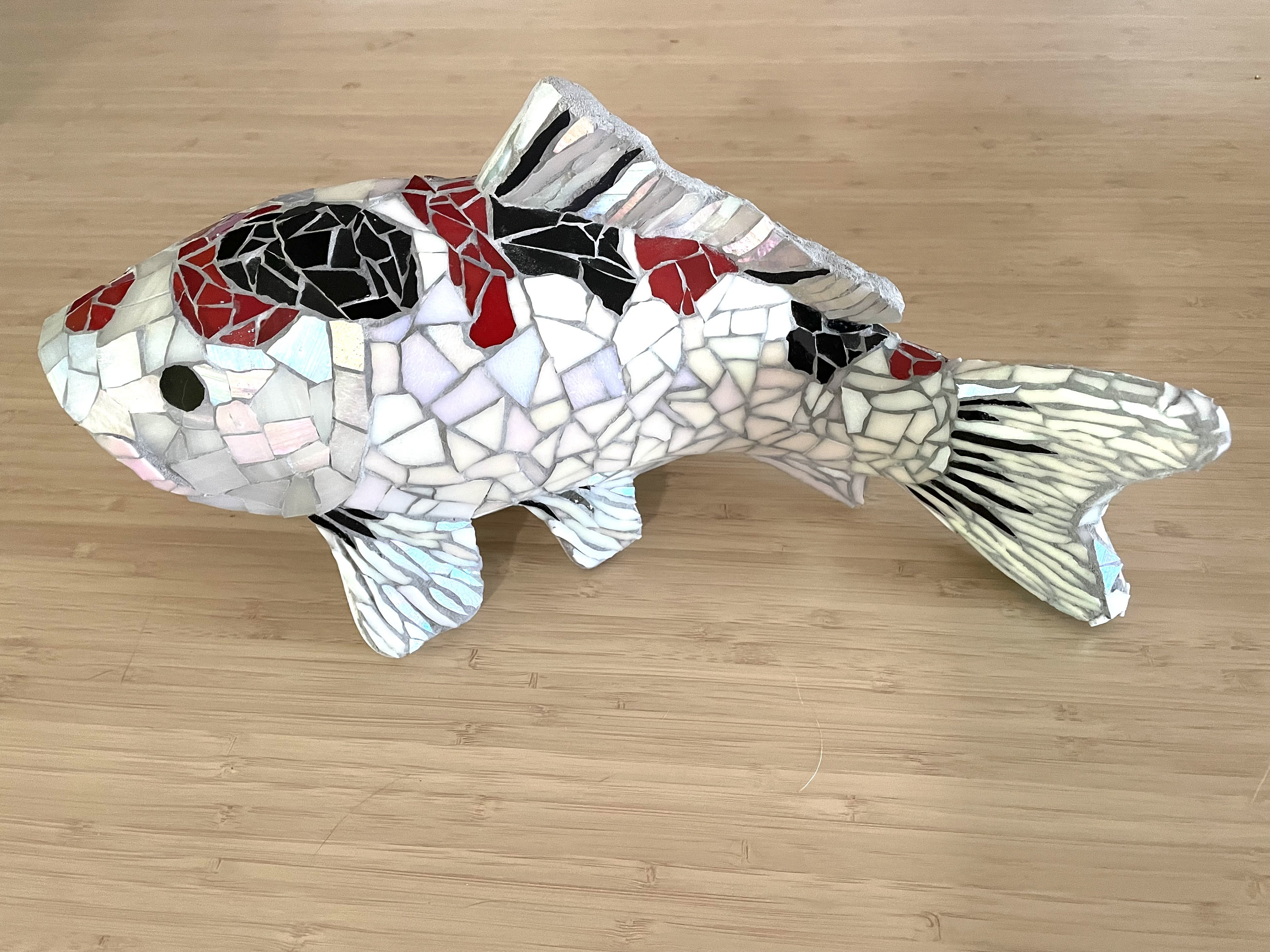 KOI Fish Goldfish Carp Statue - Glass Mosaic Artwork by Artist ...