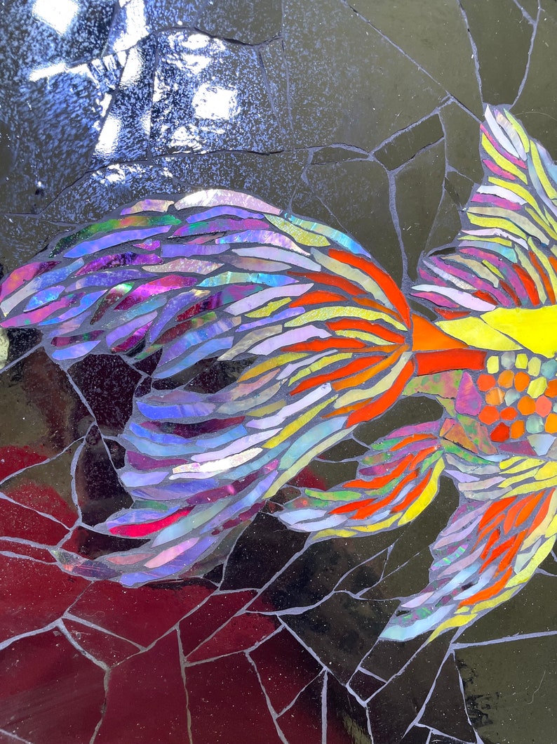 GOLDFISH Tray Glass Mosaic Artwork by Artist Mosaicsbykarla - Etsy