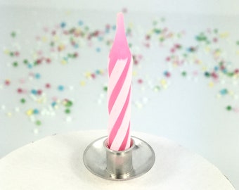 Birthday candle holder in sterling silver for cake, wedding cake, cupcake. Handmade candle holder for birthday decoration.