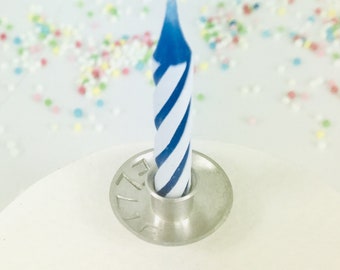 Customized birthday candle holder sterling silver for cake, wedding cake. Handmade cake topping for baker. Candle cake decoration.