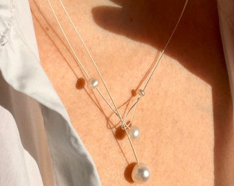 Collana Di Perle Shell Mari Del Sud Champagne Argento 10mm - Imitazione Perla