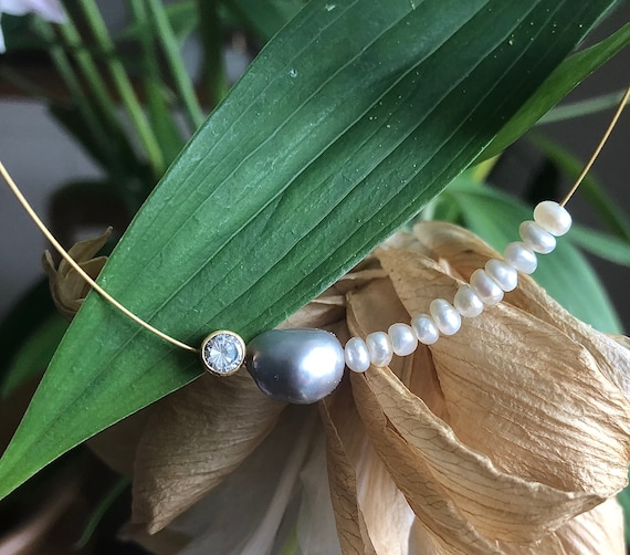 Offset freshwater cultured 2024 pearl circle necklace